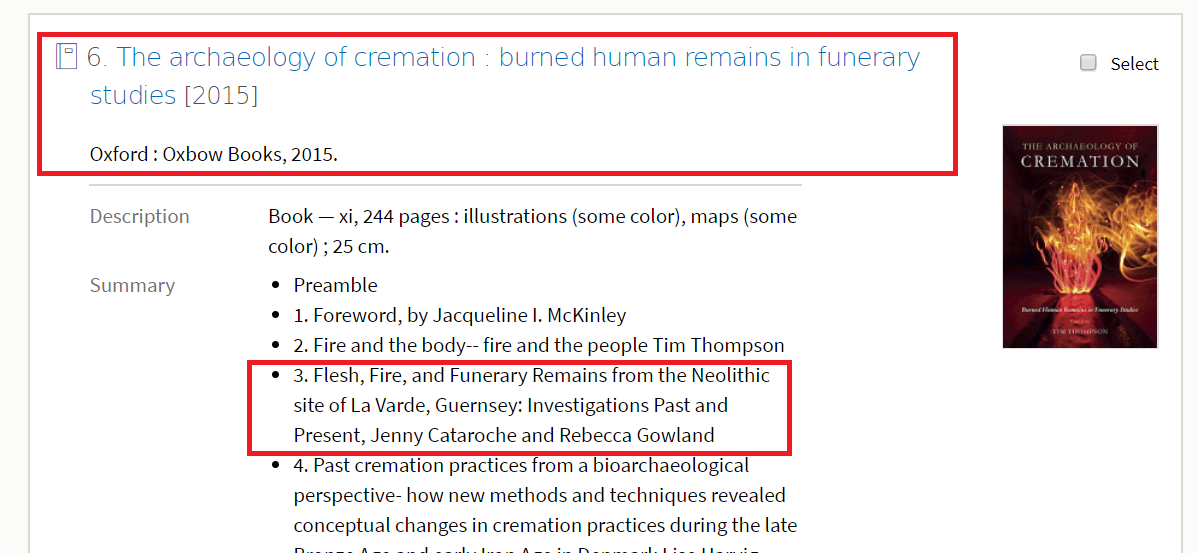 cataroche and gowland article 2015 La Varde cremated bone