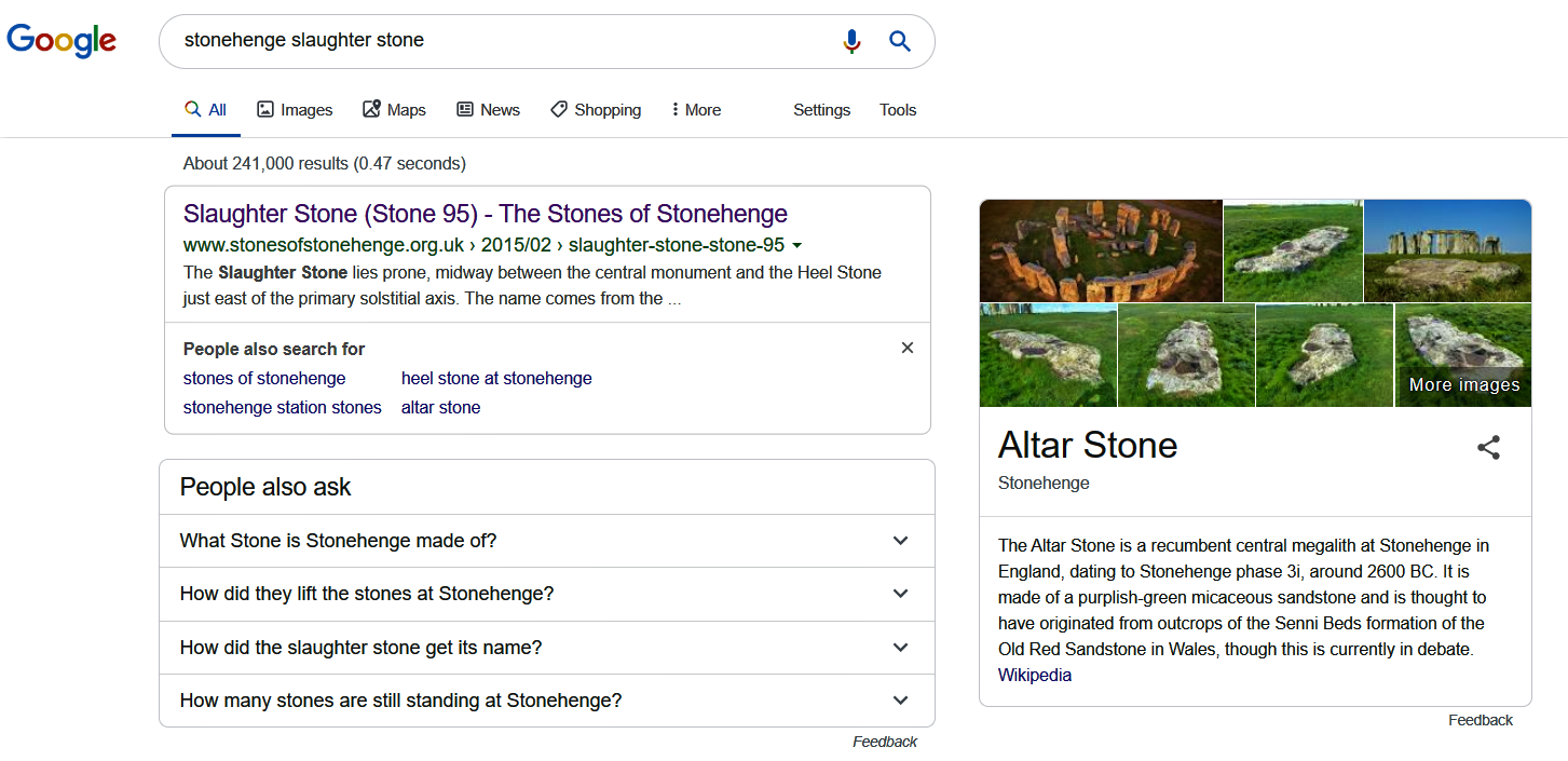 Google mistake re slaughter v altar stone